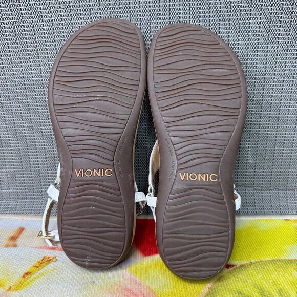 Vionic KIRRA White Laser Cut Leather Flat Slingback Sandals Size 8 - Picture 7 of 8